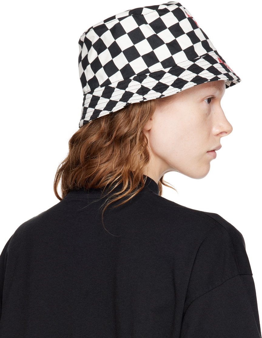 Palm Angels Black & White Damier Bucket Hat
