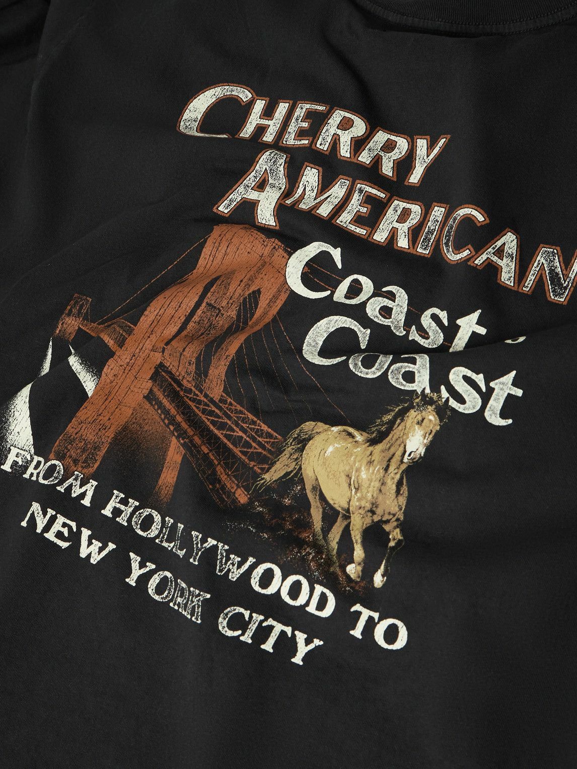 Cherry Los Angeles - Coast to Coast Printed Cotton-Jersey T-Shirt - Black