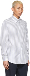 Brunello Cucinelli White & Blue Cotton Basic Fit Shirt
