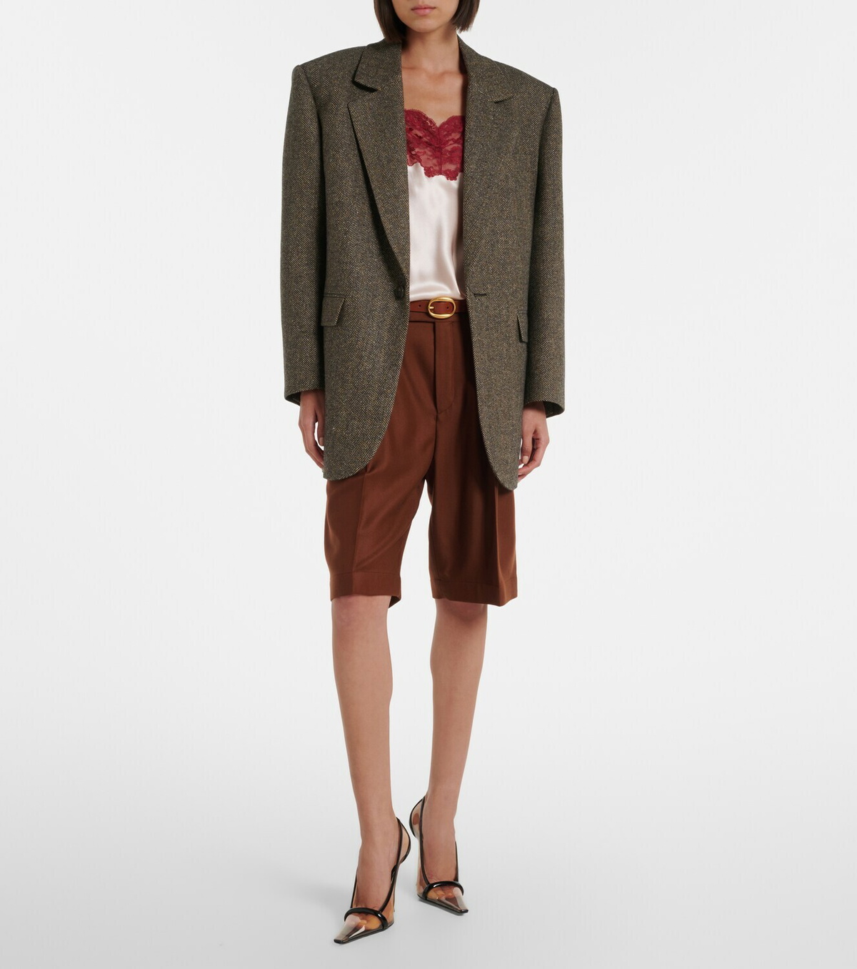 Saint Laurent Herringbone wool-blend blazer