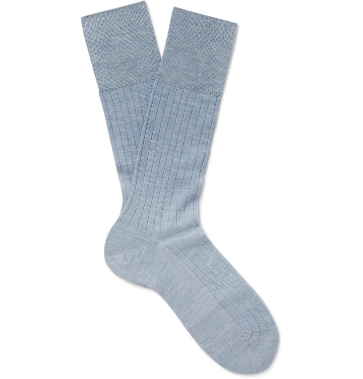 Photo: FALKE - Ribbed Cashmere-Blend Socks - Blue