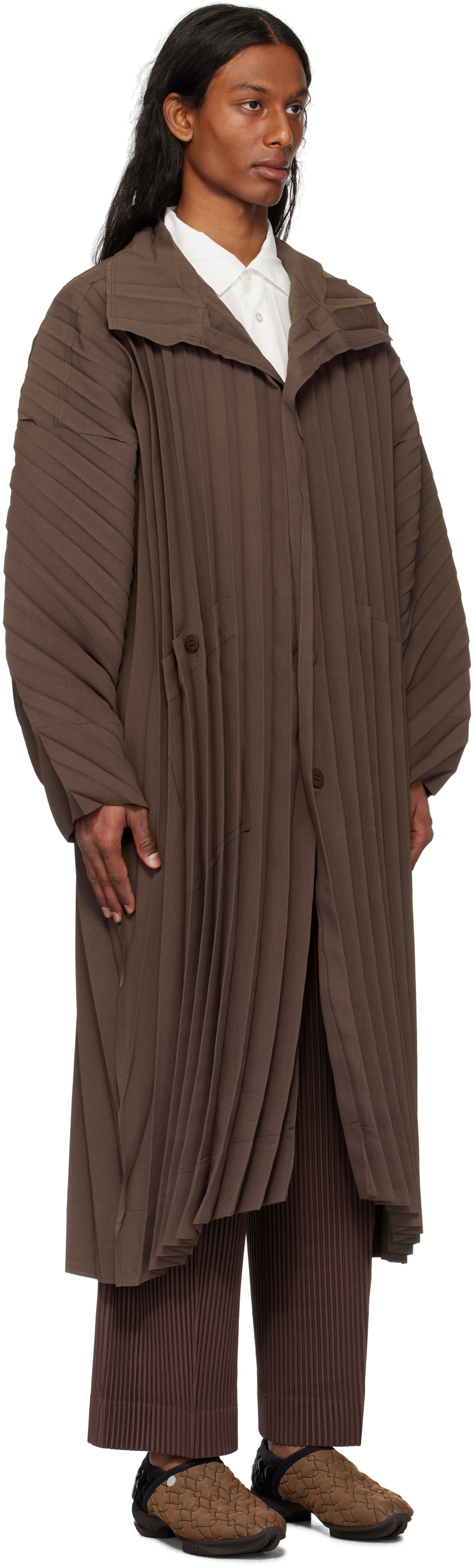 HOMME PLISSÉ ISSEY MIYAKE Brown Edge Light Coat Homme Plisse Issey