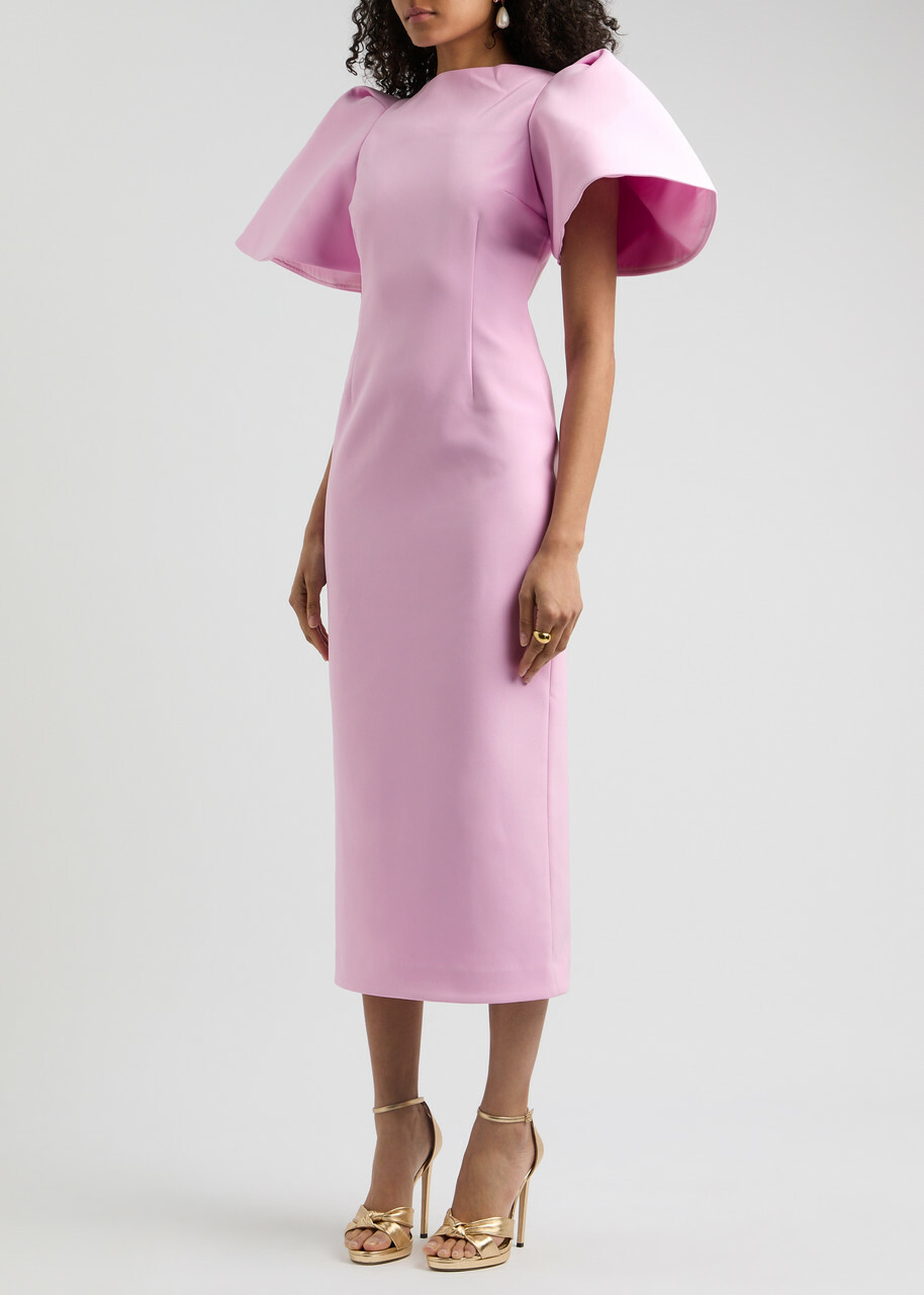 Solace London Lora Crepe Midi Dress Light Pink