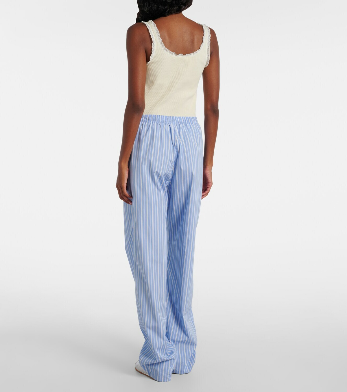 Miu Miu Striped cotton poplin wide-leg pants