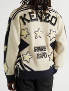 KENZO - Appliquéd Jacquard-Knit Wool Sweater - Neutrals