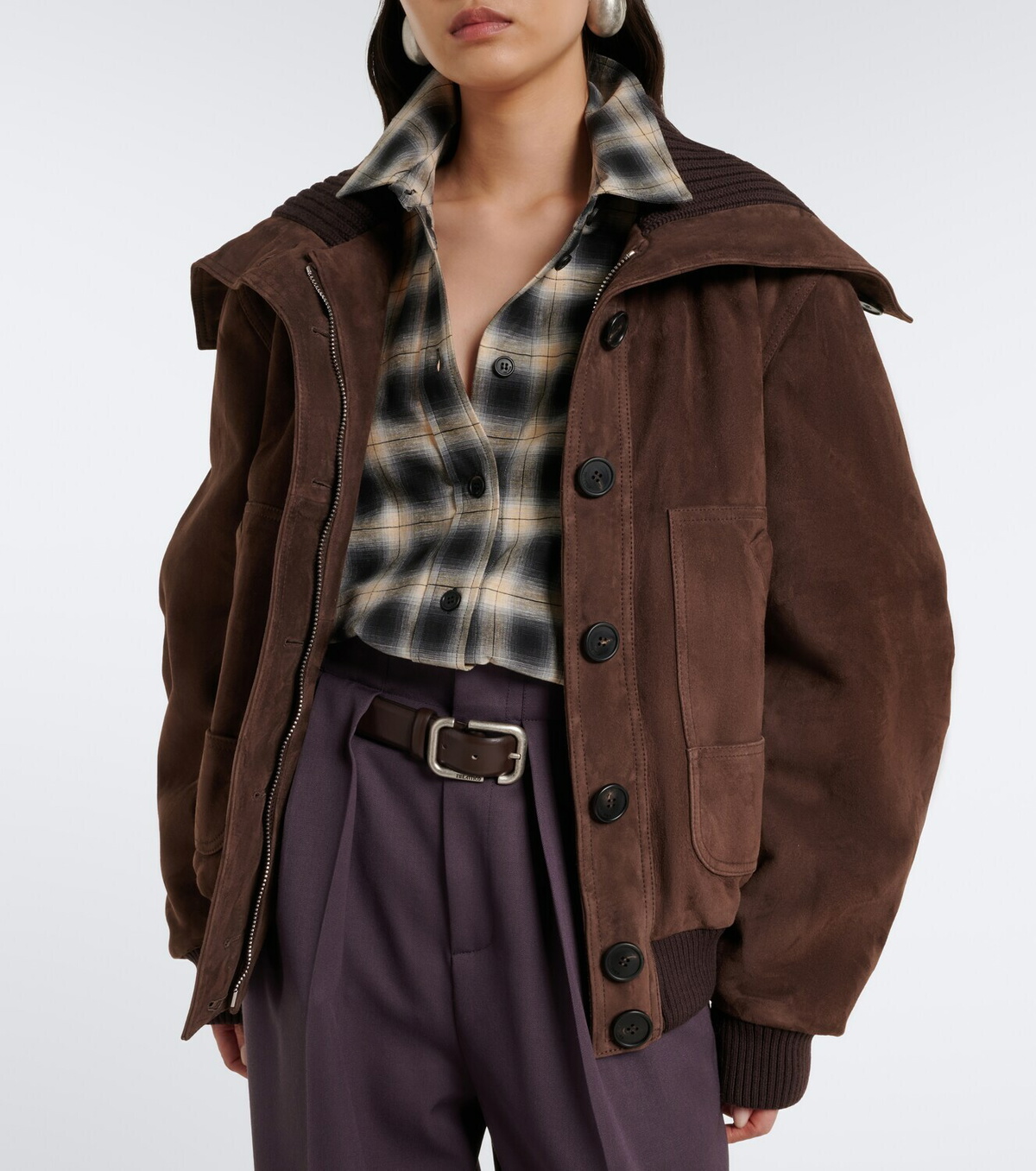 The Attico Oversized suede bomber jacket