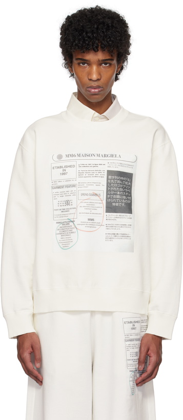 Photo: MM6 Maison Margiela White Newspaper Print Jersey Sweatshirt