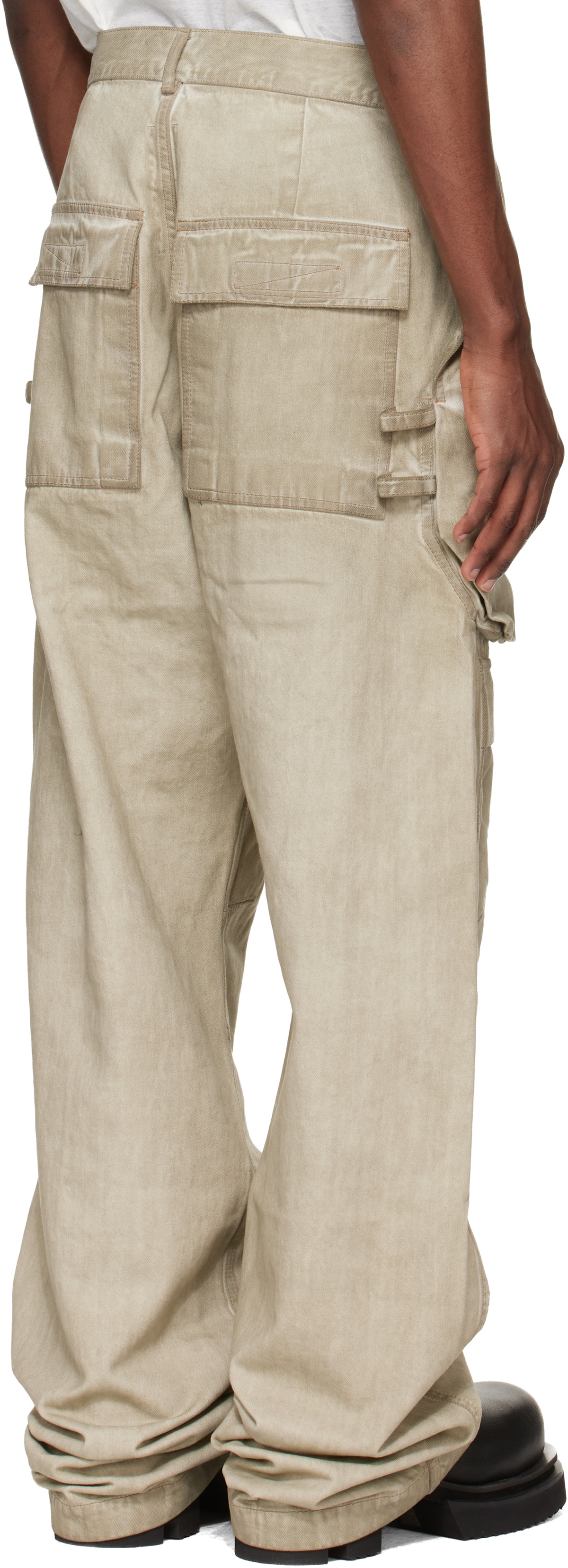 Rick Owens DRKSHDW Beige Temple Stefan Denim Cargo Pants