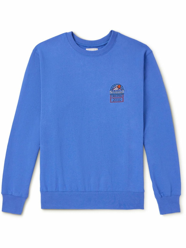 Photo: thisisneverthat - Logo-Embroidered Cotton-Jersey Sweatshirt - Blue