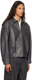 LE17SEPTEMBRE Gray Spread Collar Faux-Leather Jacket