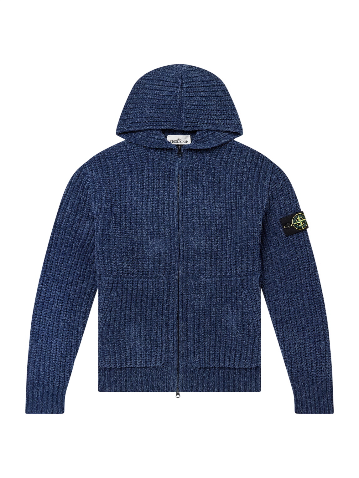 Stone Island Men's Snap Neck Popover Hoodie in Navy Blue Stone Island