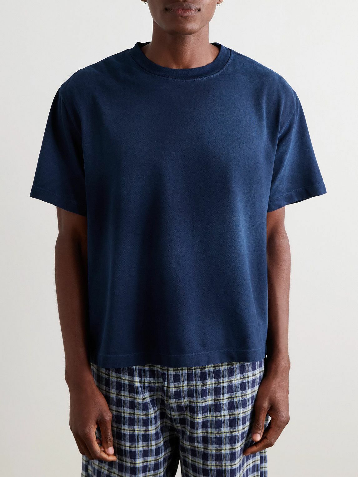 The Elder Statesman - Sunbleached Cotton and Cashmere-Blend Jersey T-Shirt - Blue