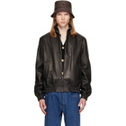 Valentino Black High Neck Leather Jacket