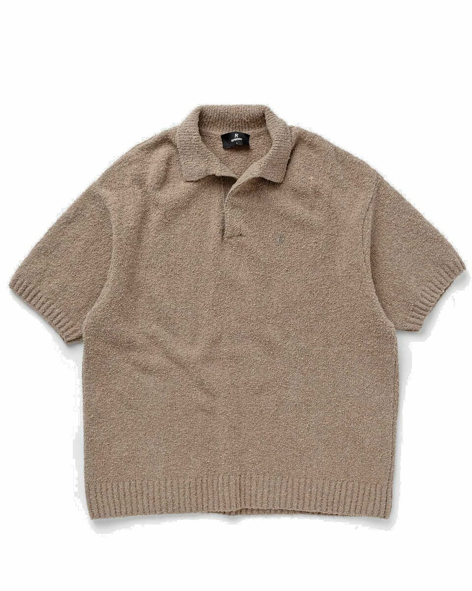 Photo: Represent Boucle Textured Knit Polo Beige - Mens - Polos