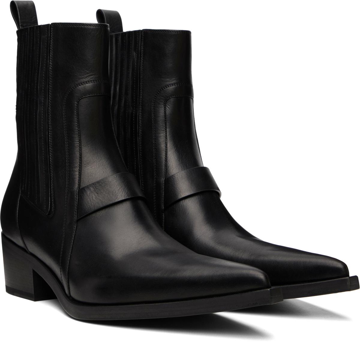 Rick Owens Black Tower Pointed Sliver Boots