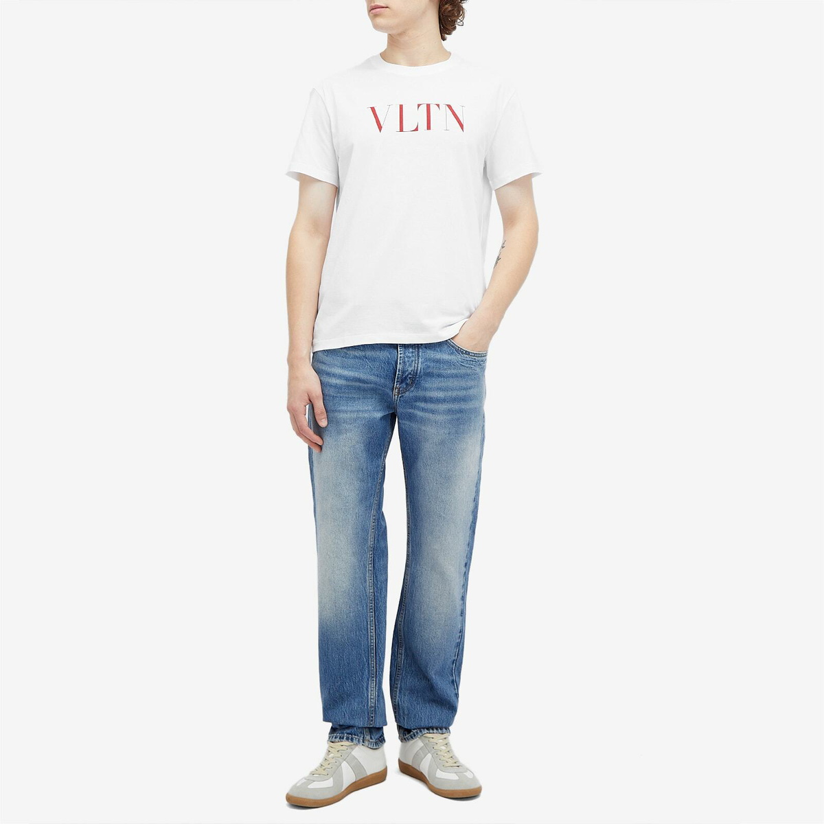Valentino Men's VLTN Logo T Shirt in White Valentino