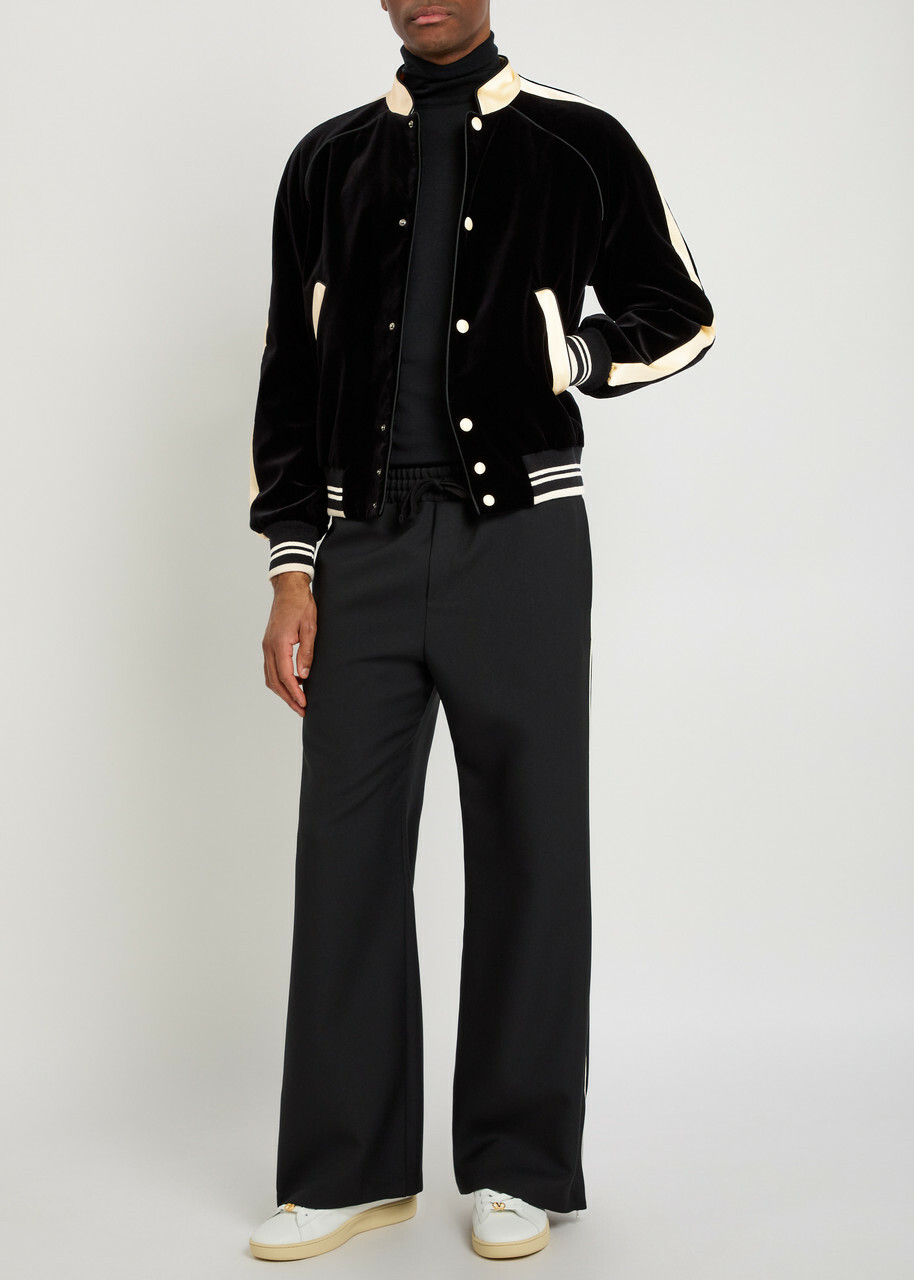 Valentino Garavani Satin-trim Velvet Bomber Jacket Black