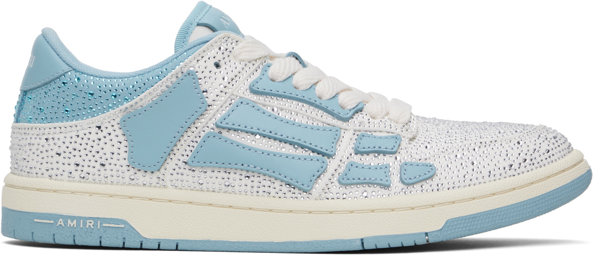 AMIRI Blue & White Crystal Skel Top Low Sneakers Amiri