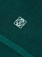 LOEWE - Logo-Embroidered Wool-Terry Hoodie - Green