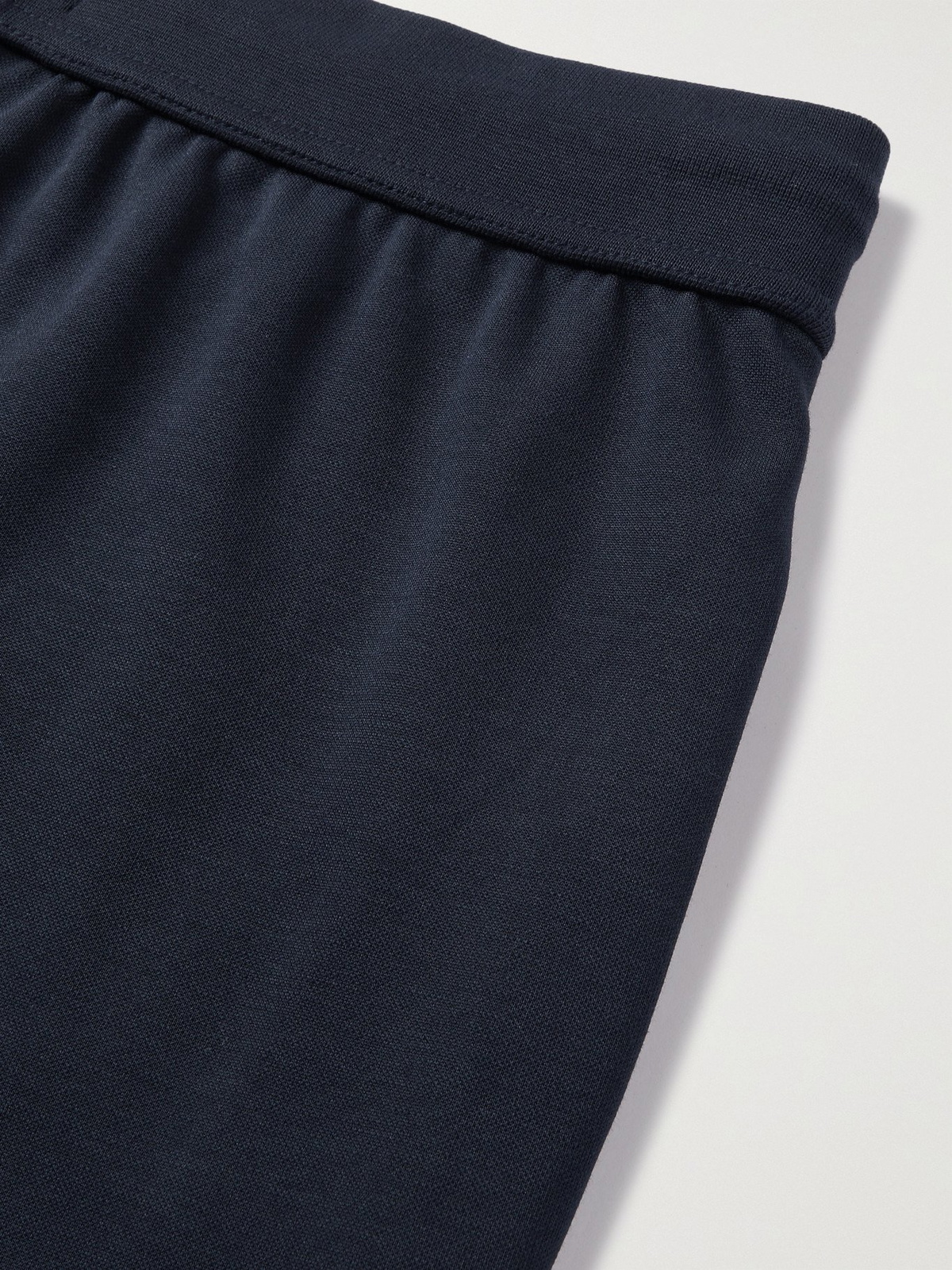 HUGO BOSS - Tapered Piped Logo-Print Cotton-Blend Jersey Track Pants - Blue