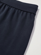 HUGO BOSS - Tapered Piped Logo-Print Cotton-Blend Jersey Track Pants - Blue