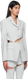 J KOO Gray Cutout Blazer