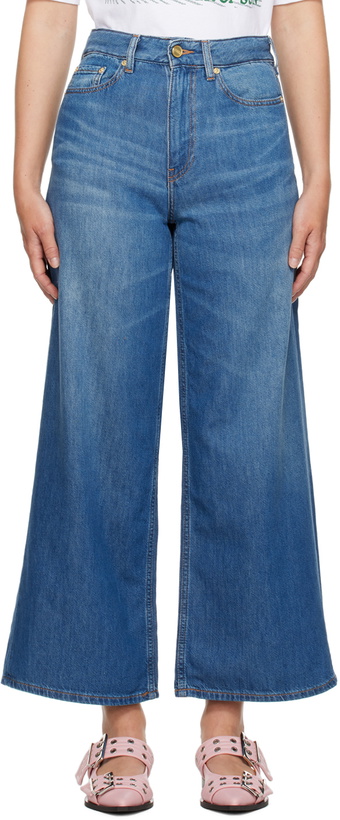 Photo: GANNI Blue Denim Wide Jeans