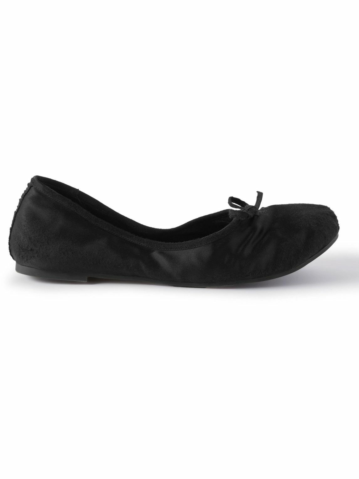Balenciaga - Leopold Distressed Satin Ballet Flat - Black Balenciaga