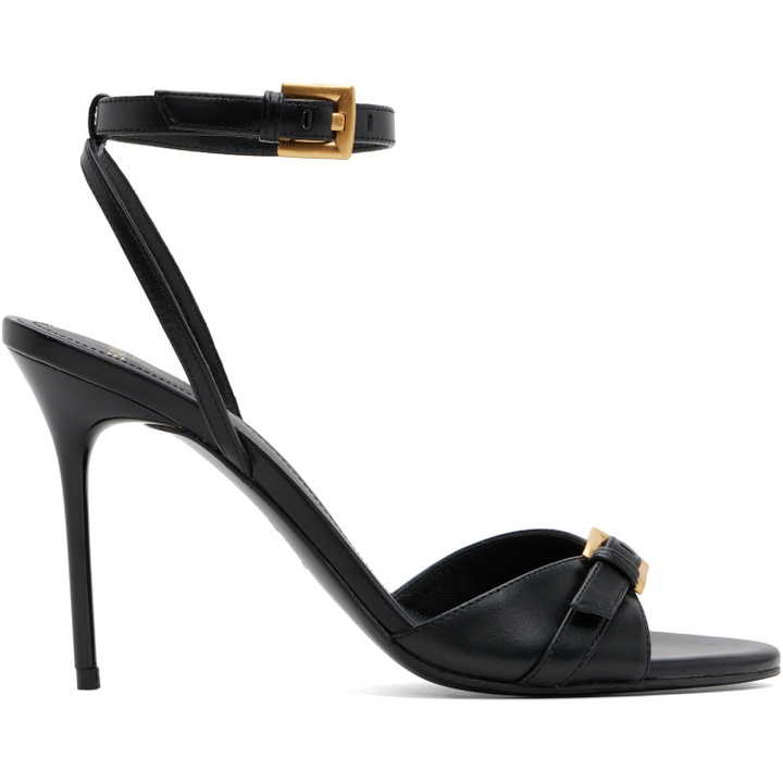 Photo: BALMAIN Black Anthem Leather Heeled Sandals