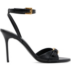 BALMAIN Black Anthem Leather Heeled Sandals