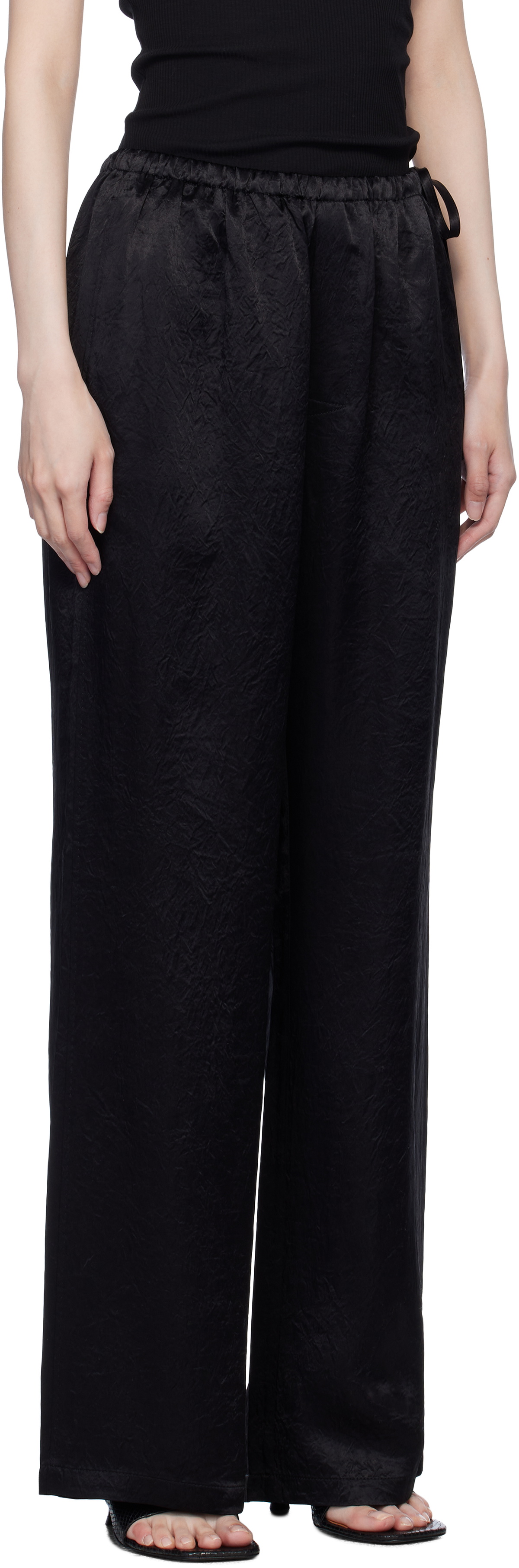 Filippa K Black Casual Crinkle Trousers