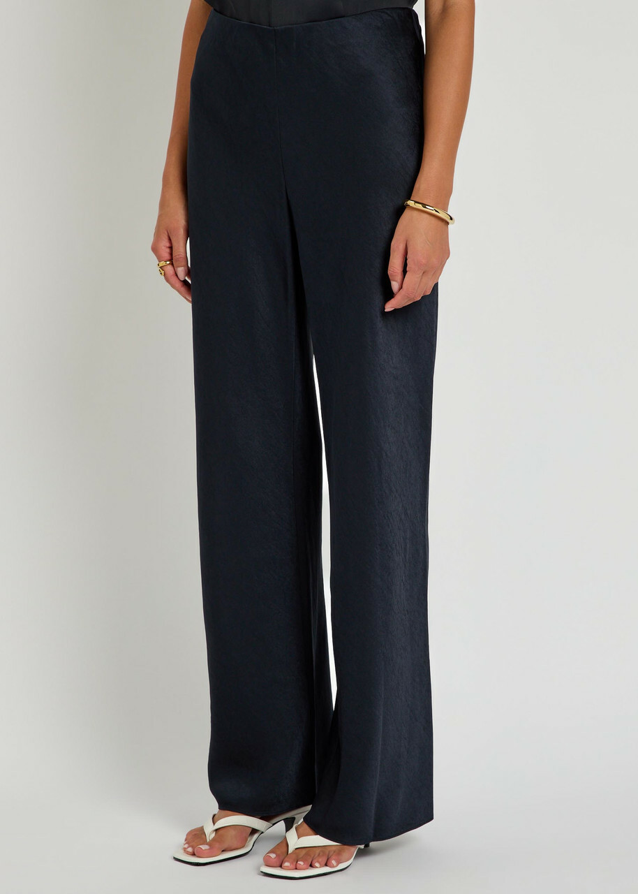 Vince Colette Wide-leg Satin Trousers Navy