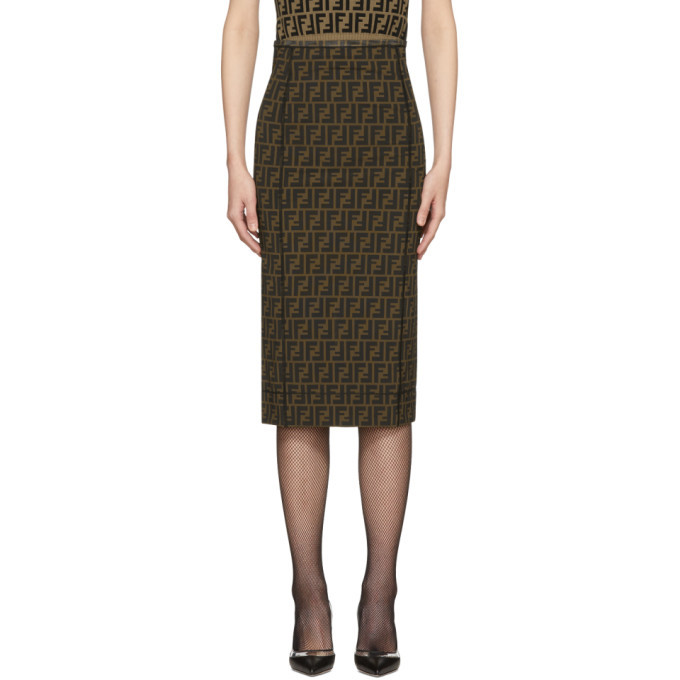 Fendi Women's FF Silk Skirt Brown