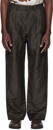 COMMAS Brown Wool Linen Tailored Trousers