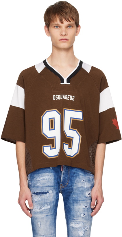 Photo: Dsquared2 Brown Cropped Football T-Shirt