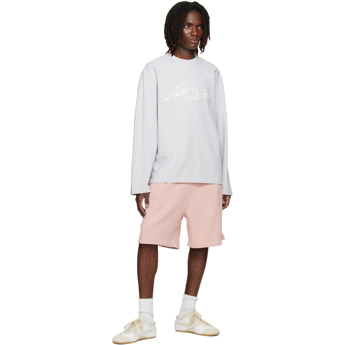 Acne Studios Pink Embroidered Logo Shorts
