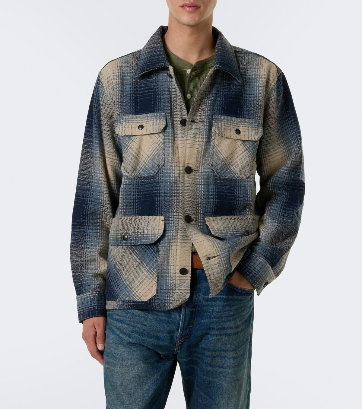 RRL Plaid wool twill shirt