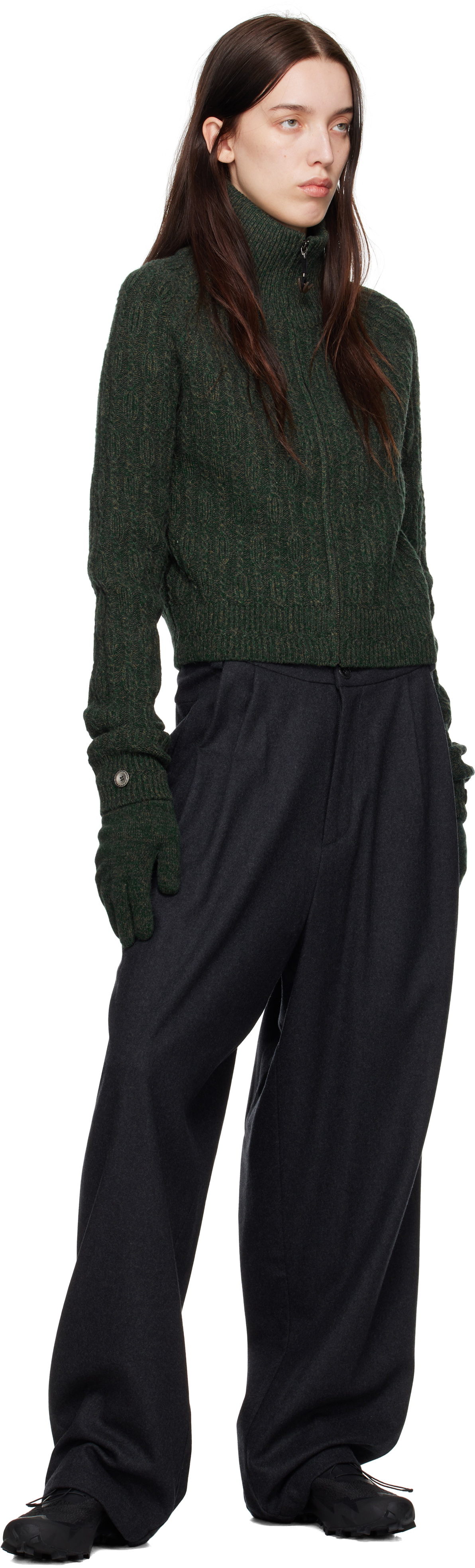 HYEIN SEO Gray Wide Wool Trousers