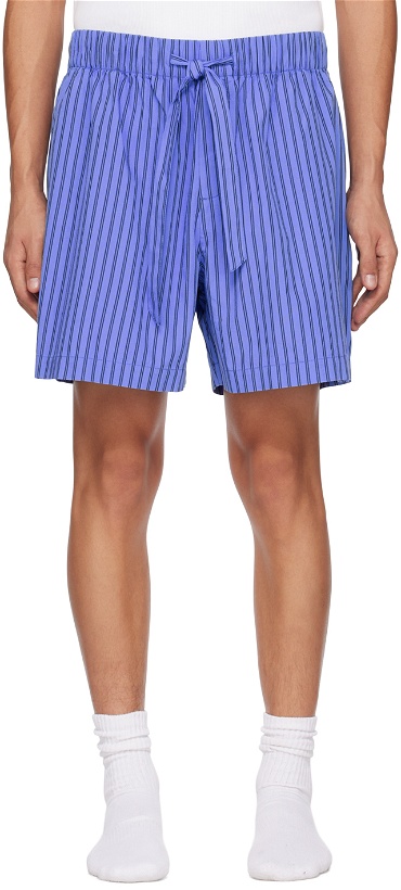 Photo: Tekla Blue & Brown Striped Pyjama Shorts