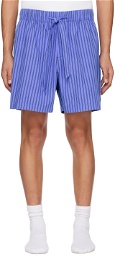 Tekla Blue & Brown Striped Pyjama Shorts