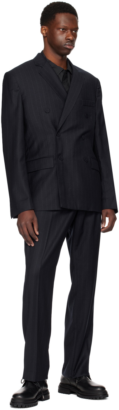 424 Navy Striped Trousers