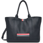 Thom Browne Navy Soft Pebble Grain Leather Small Tool Tote