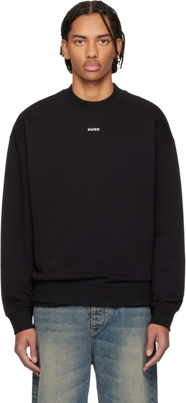 Photo: Hugo Black Logo Detail Relaxed-Fit Sweatshirt