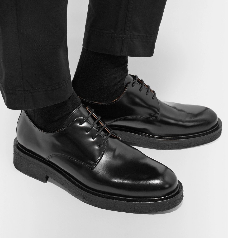 AMI - Glossed-Leather Derby Shoes - Men - Black AMI
