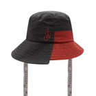 JW Anderson Men's Asymmetric Bucket Hat in Black/Red