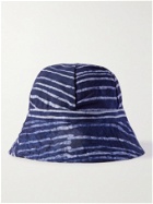 Post-Imperial - Beaded Striped Indigo-Dyed Cotton Bucket Hat