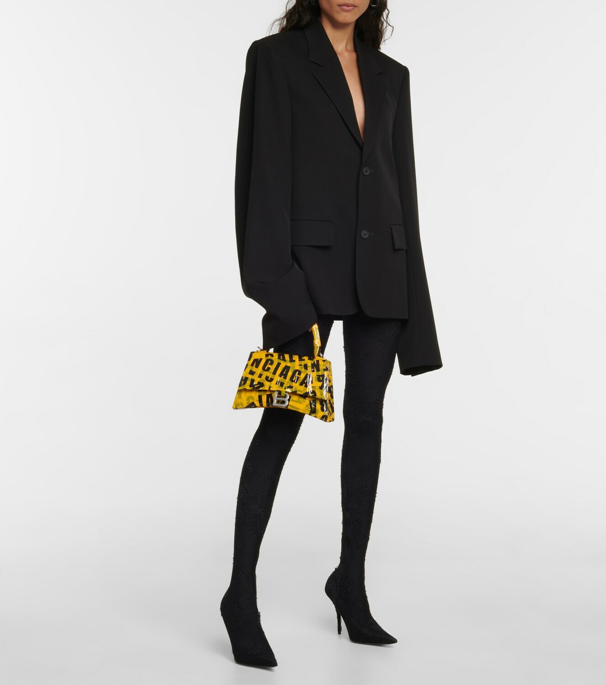 Balenciaga - Hourglass Small tape-trimmed leather crossbody