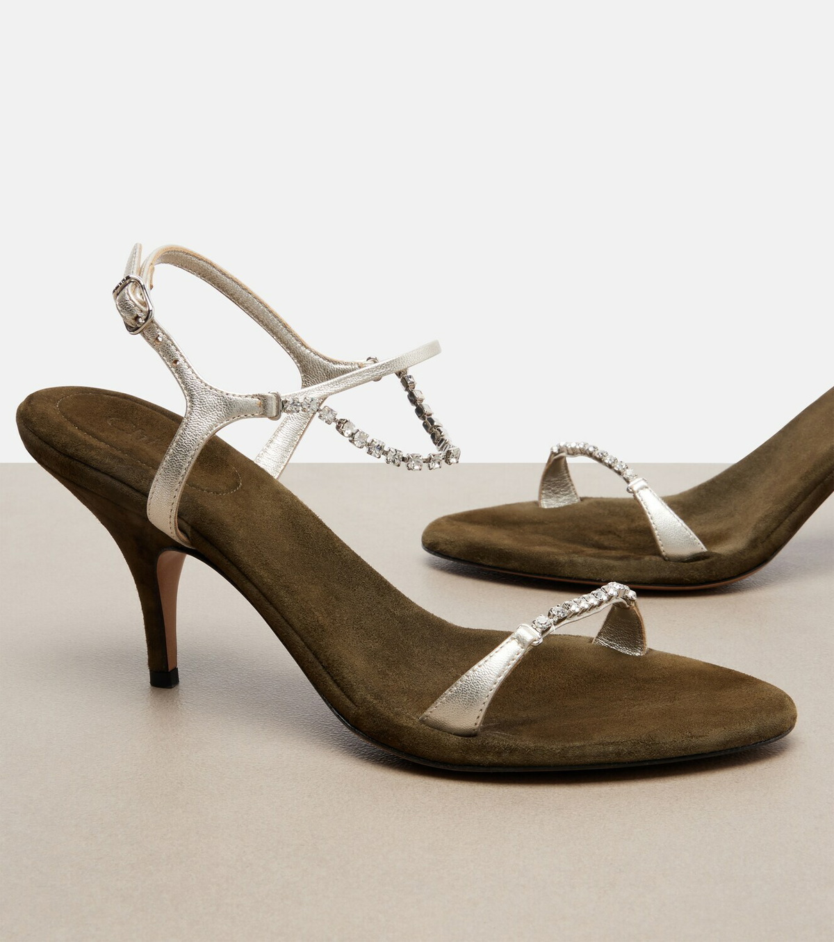 Chloé Zia embellished metallic leather sandals