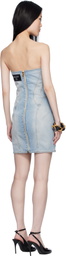 Balmain Blue Buttoned Denim Minidress