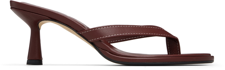 Photo: Aeyde Burgundy Daphne Leather Thong Heeled Sandals